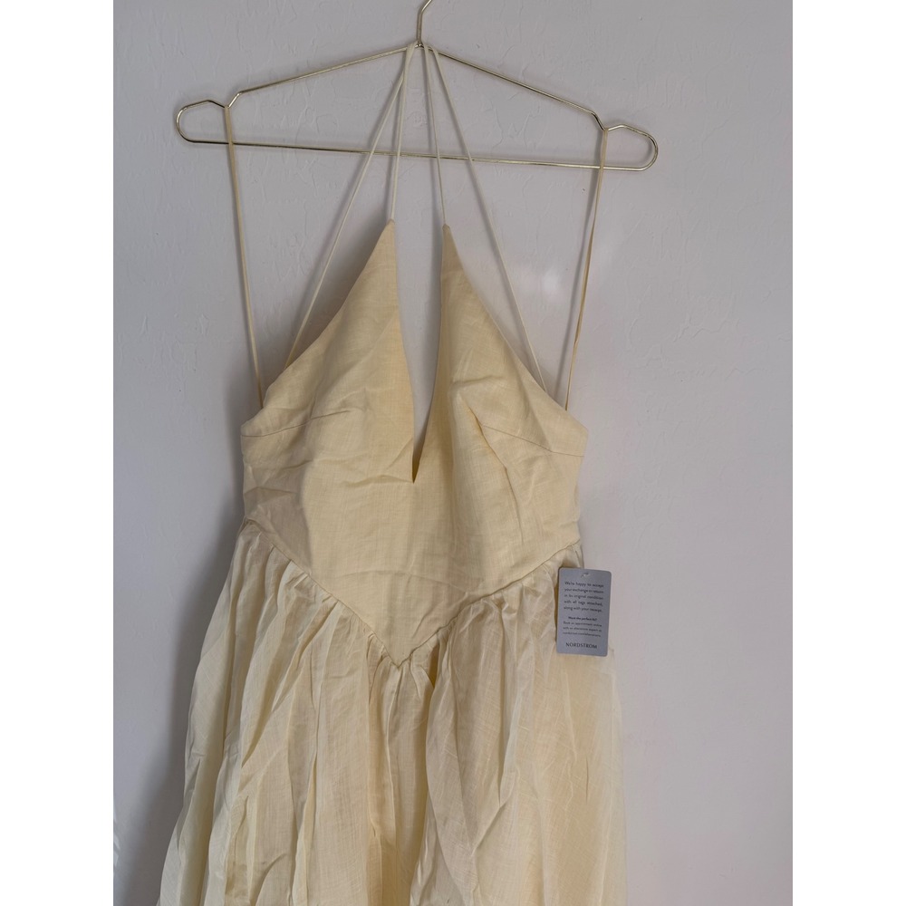 BARDOT Arletha Halter 100% Ramie Minimalist Vacation Maxi Dress Size 8 NWT - Picture 2 of 7